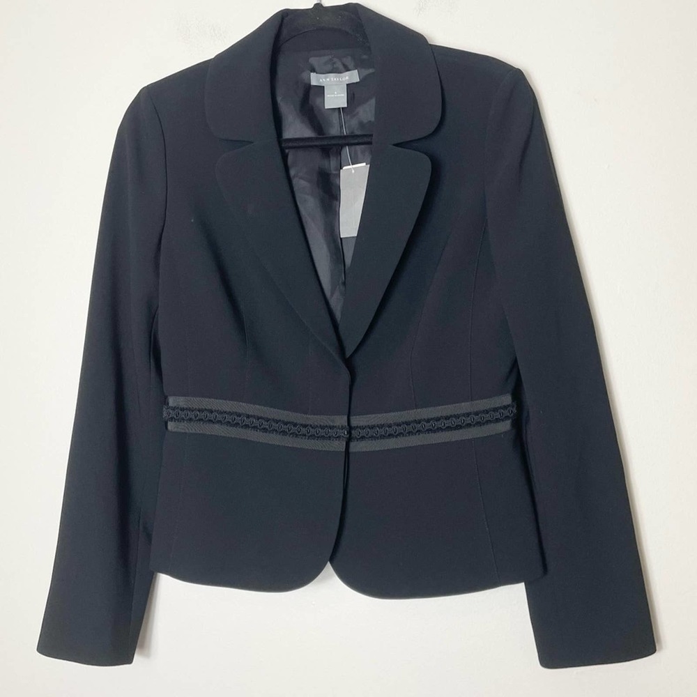 Ann Taylor Black Women's Fitted Blazer with Waist Banding